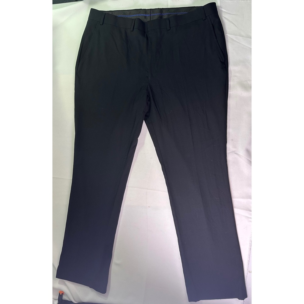 Billy London UK Mens Black Slim Fit Dress Pants 40x32 Suit Trousers Flat Front